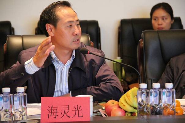 海南省內(nèi)蒙古商會會長、內(nèi)蒙古農(nóng)牧業(yè)產(chǎn)業(yè)化龍頭企業(yè)協(xié)會海南辦事處主任海靈光介紹對接情況.JPG